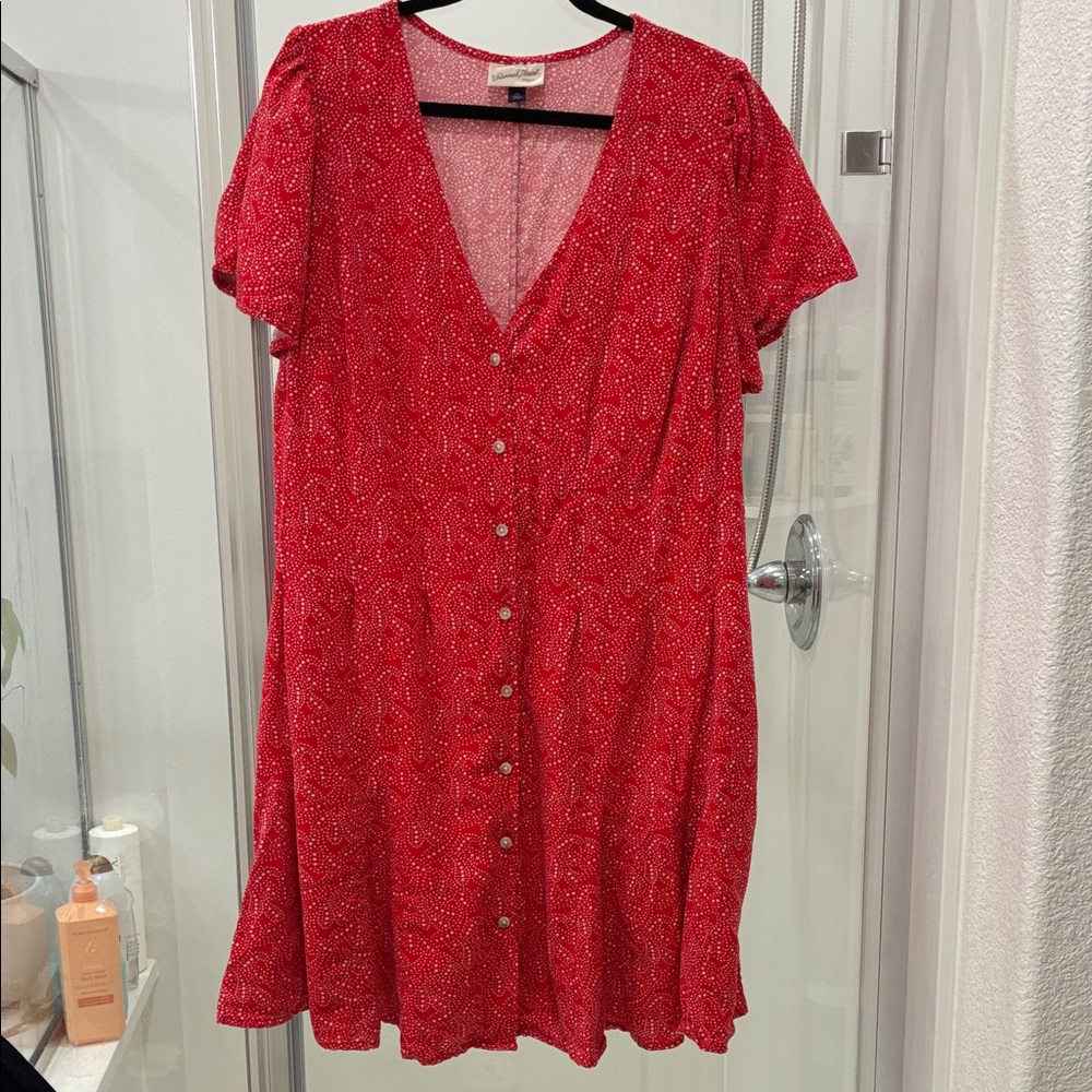 Red Button-Down Women's Dress